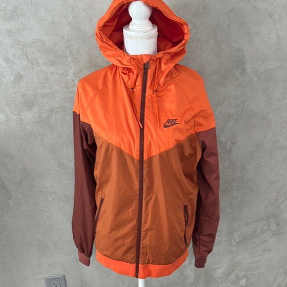 Nike Orange and Brown Windbreaker Jacket size S